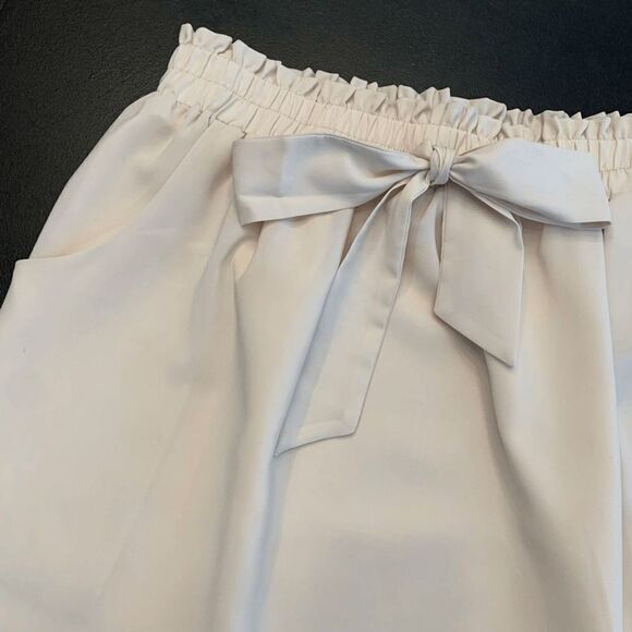 Comme Toi Women's Bow Tie Lined Mini Skirt Stretch Waist Brown Medium - Picture 2 of 5